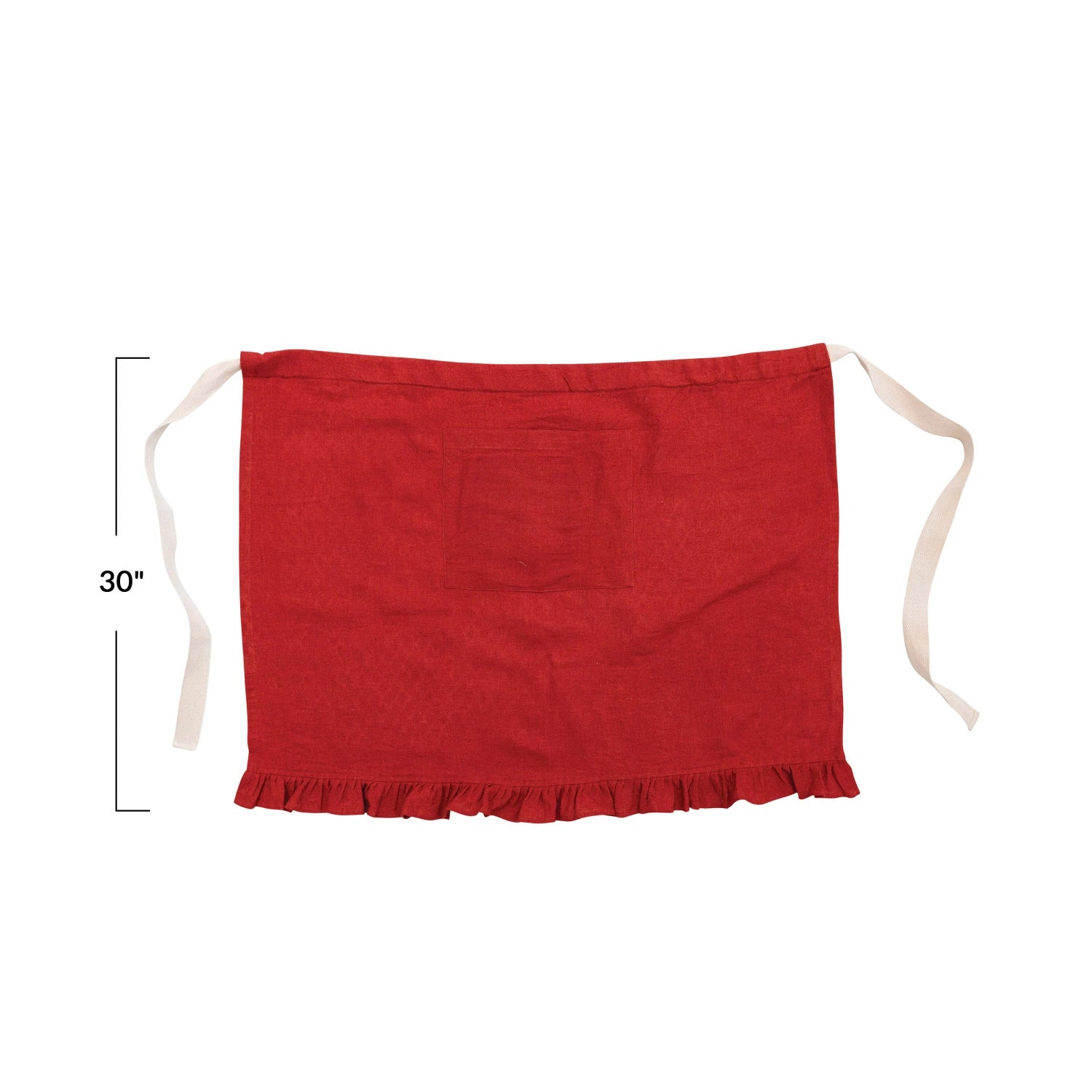 Linen Blend Half Apron - Red image 4