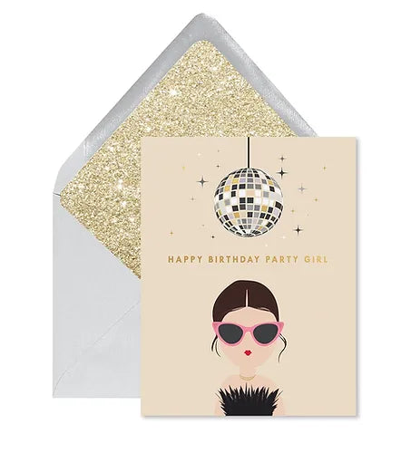 Disco Party Girl Birthday Greeting Card image 0