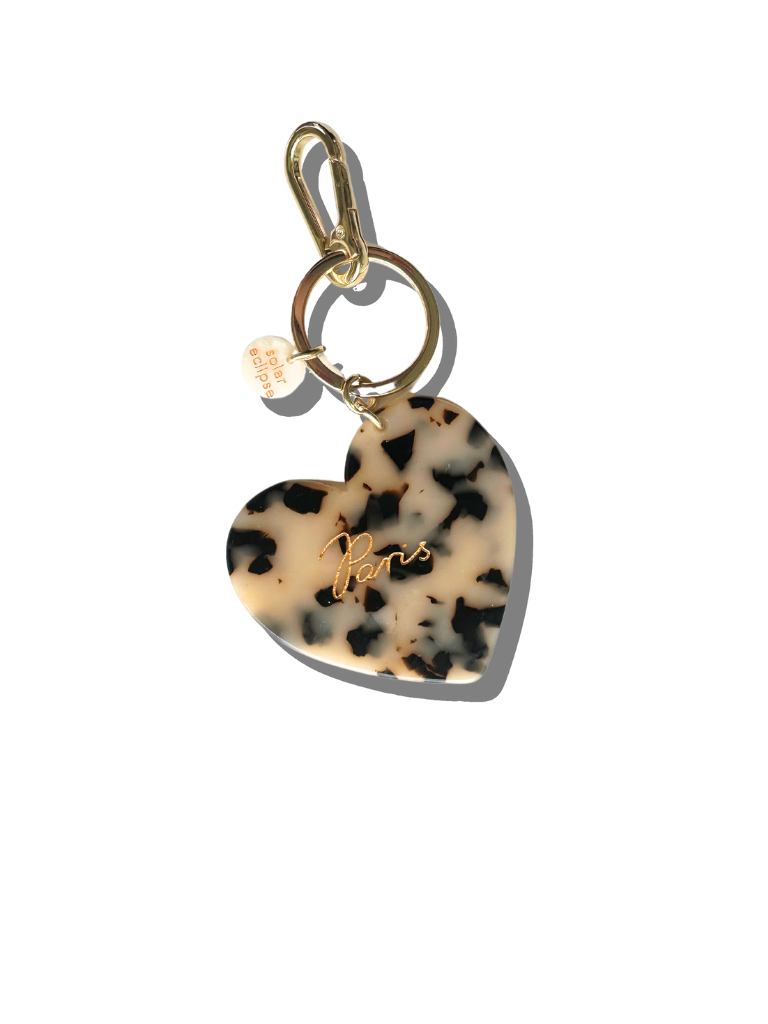 Paris Heart Acetate Bag Charm