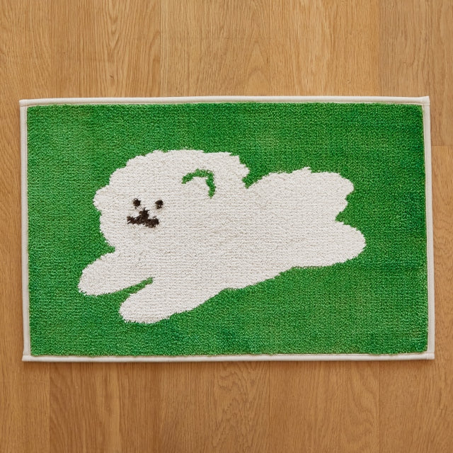 Jacquard Bath Mat - Bichon on the Grass