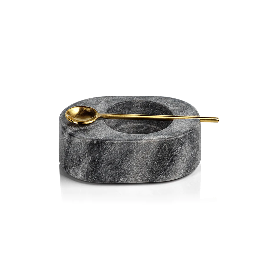 Tuscan Marble Bowl w/ Gold Spoon image 2