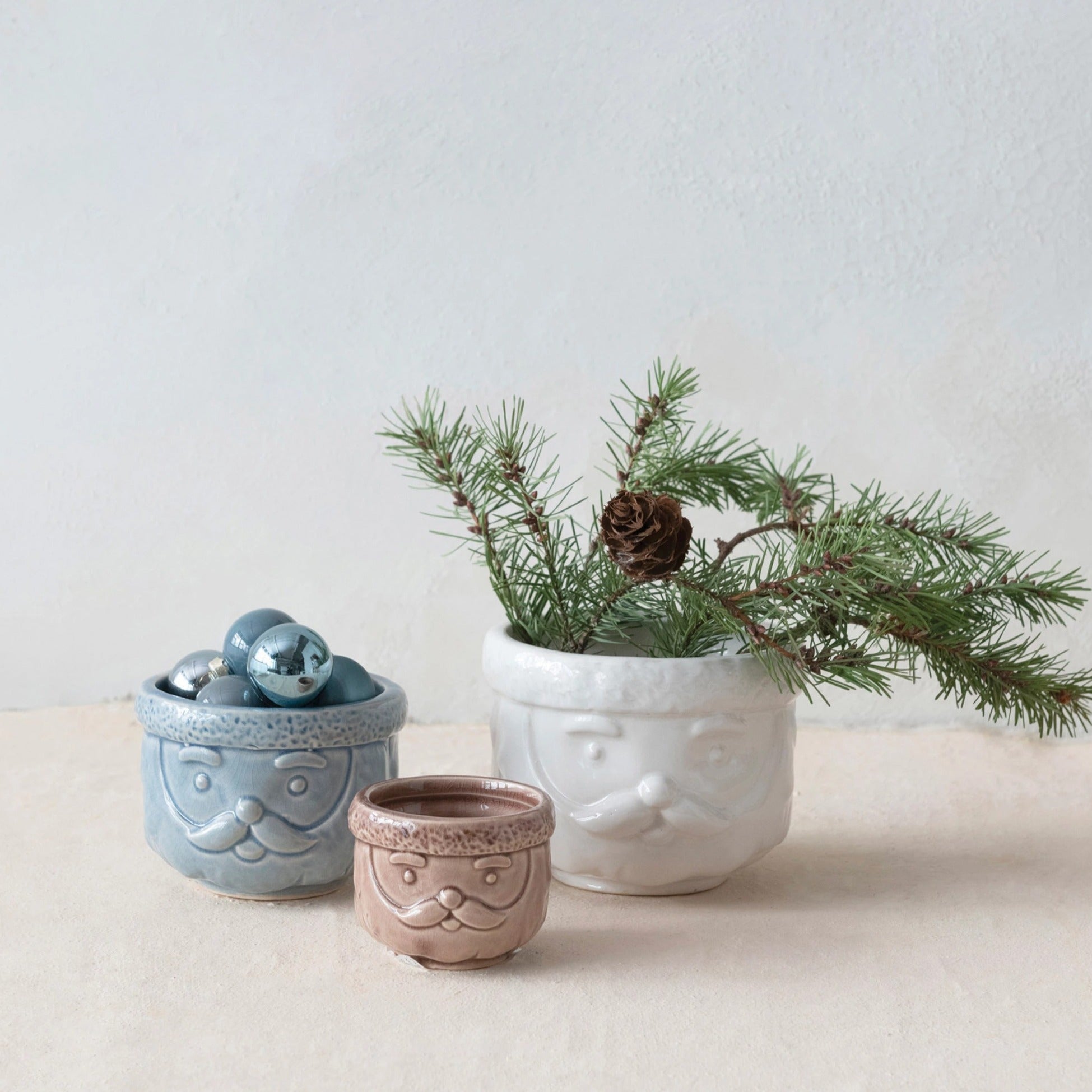 Stoneware Santa Container Set of 3 image 1