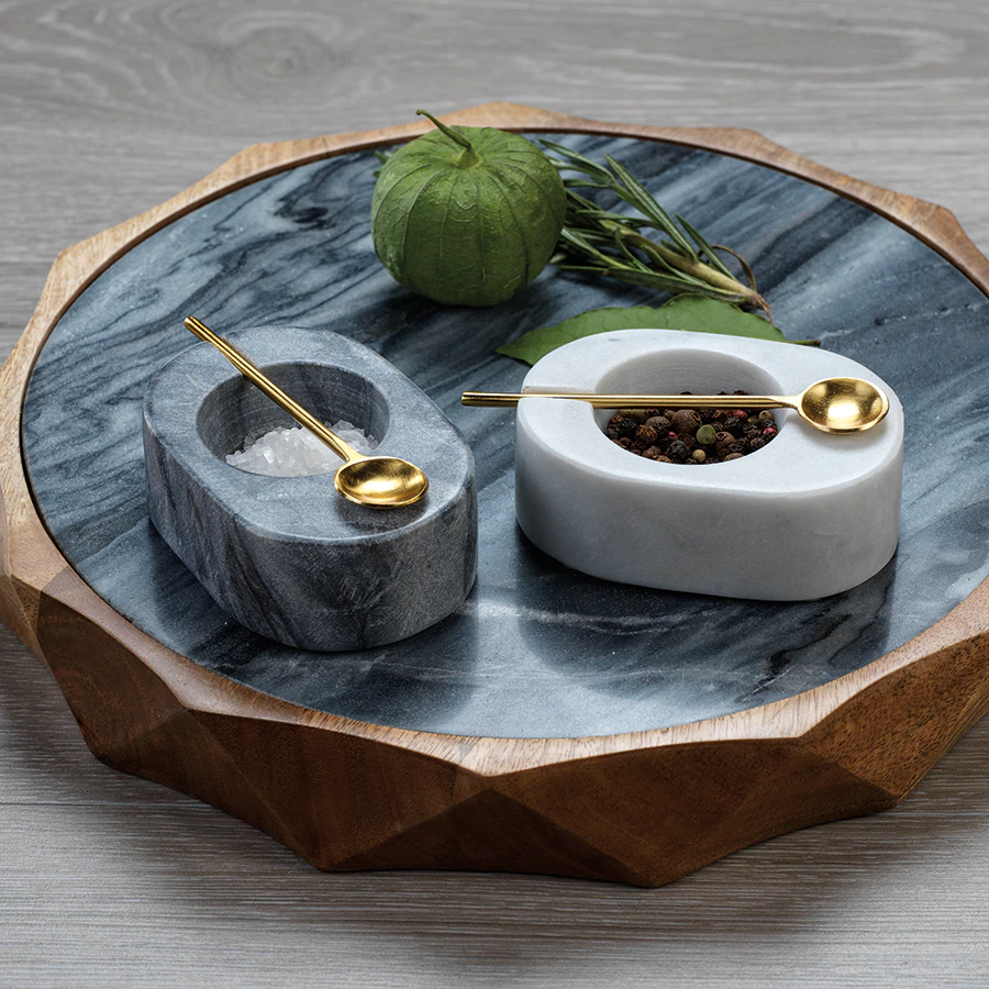 Tuscan Marble Bowl w/ Gold Spoon image 1
