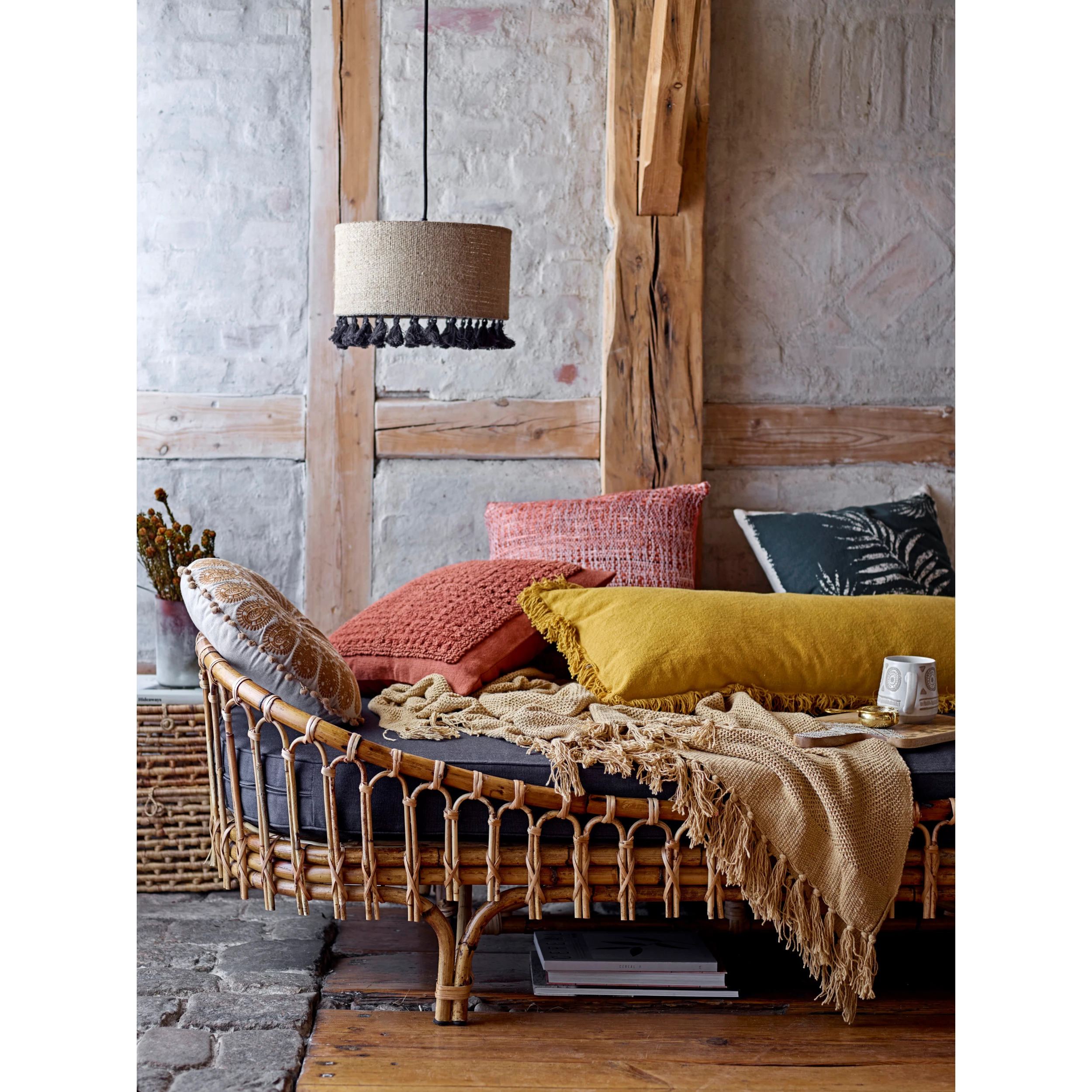 Cotton Blend Knit Throw with Fringe image 1