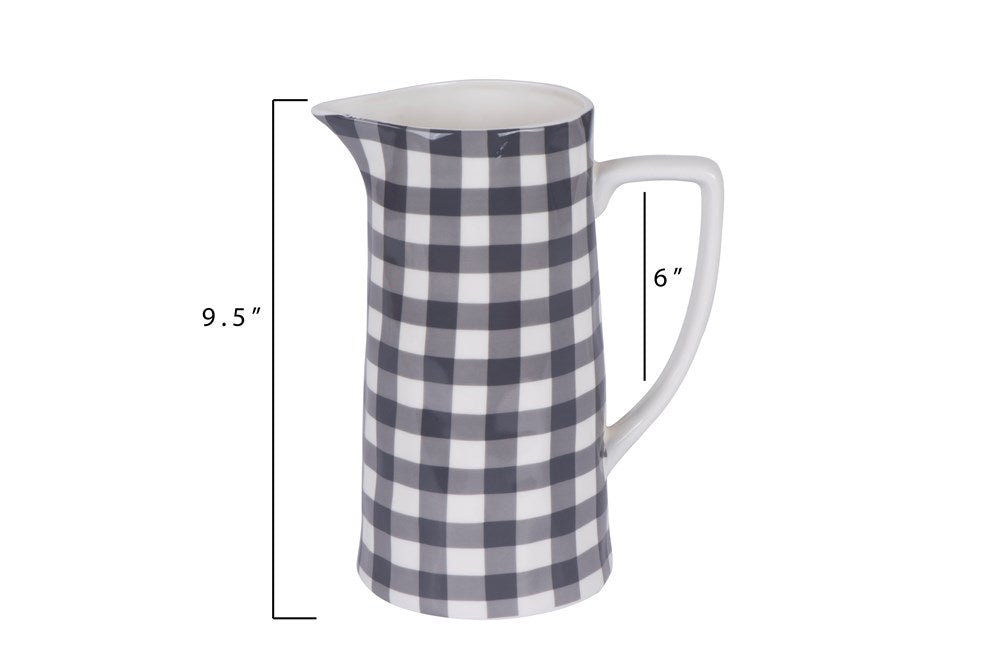 Stoneware Pitcher Black Gingham image 2