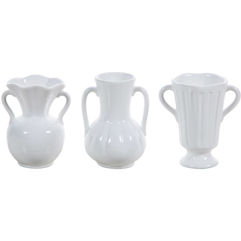 White Ceramic Vase with Handle image 3