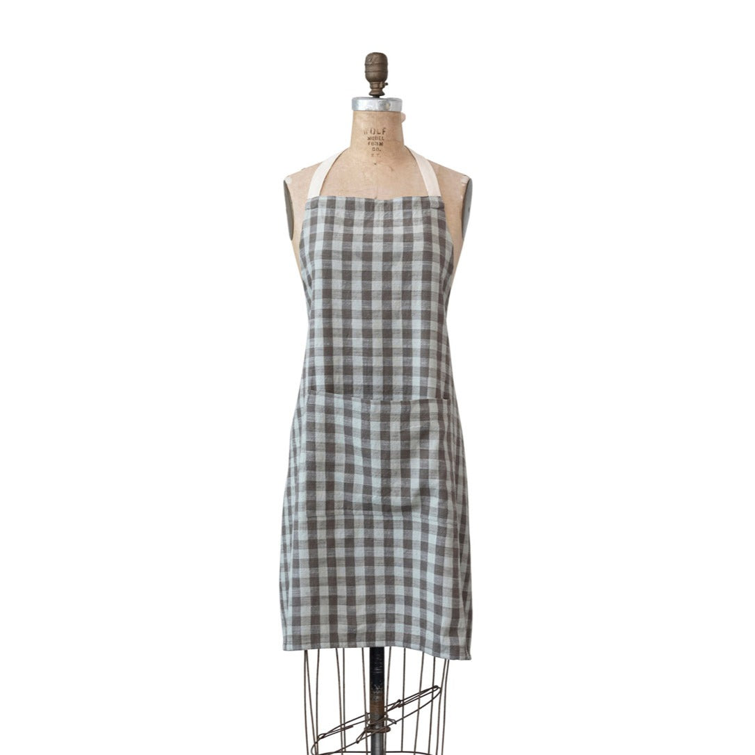 Cotton Apron w/ Pocket - Black & Cream Check image 0