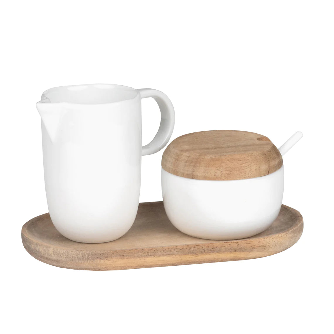 Bonjour Cream & Sugar Service w/ Acacia Tray image 0