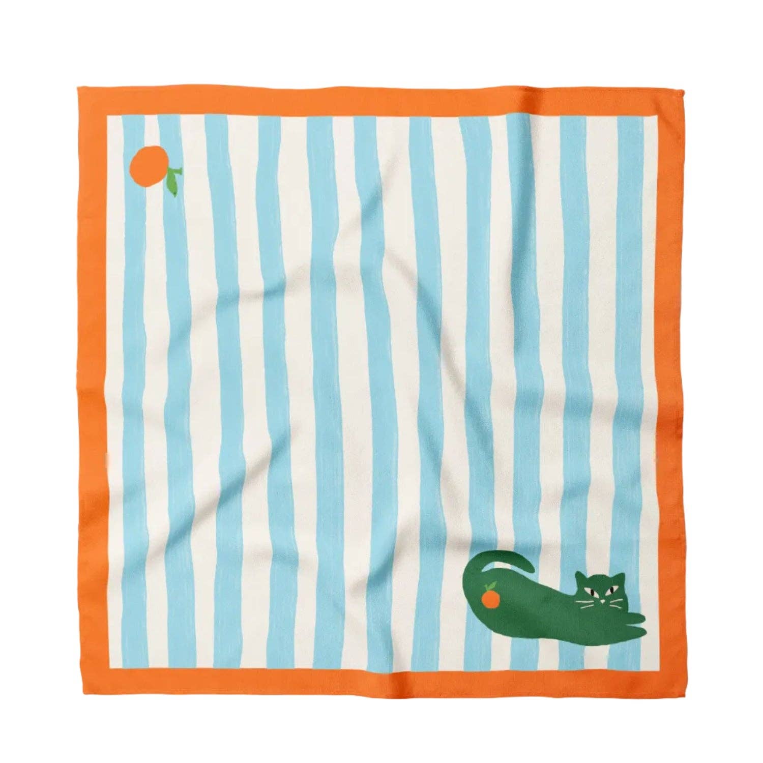 Green Cat Stripes Cotton Bandana