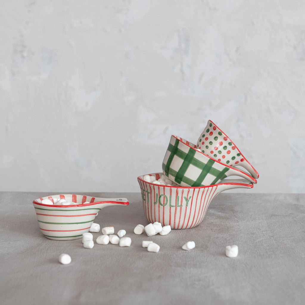 Stoneware Measuring Cups w/ Patterns image 1