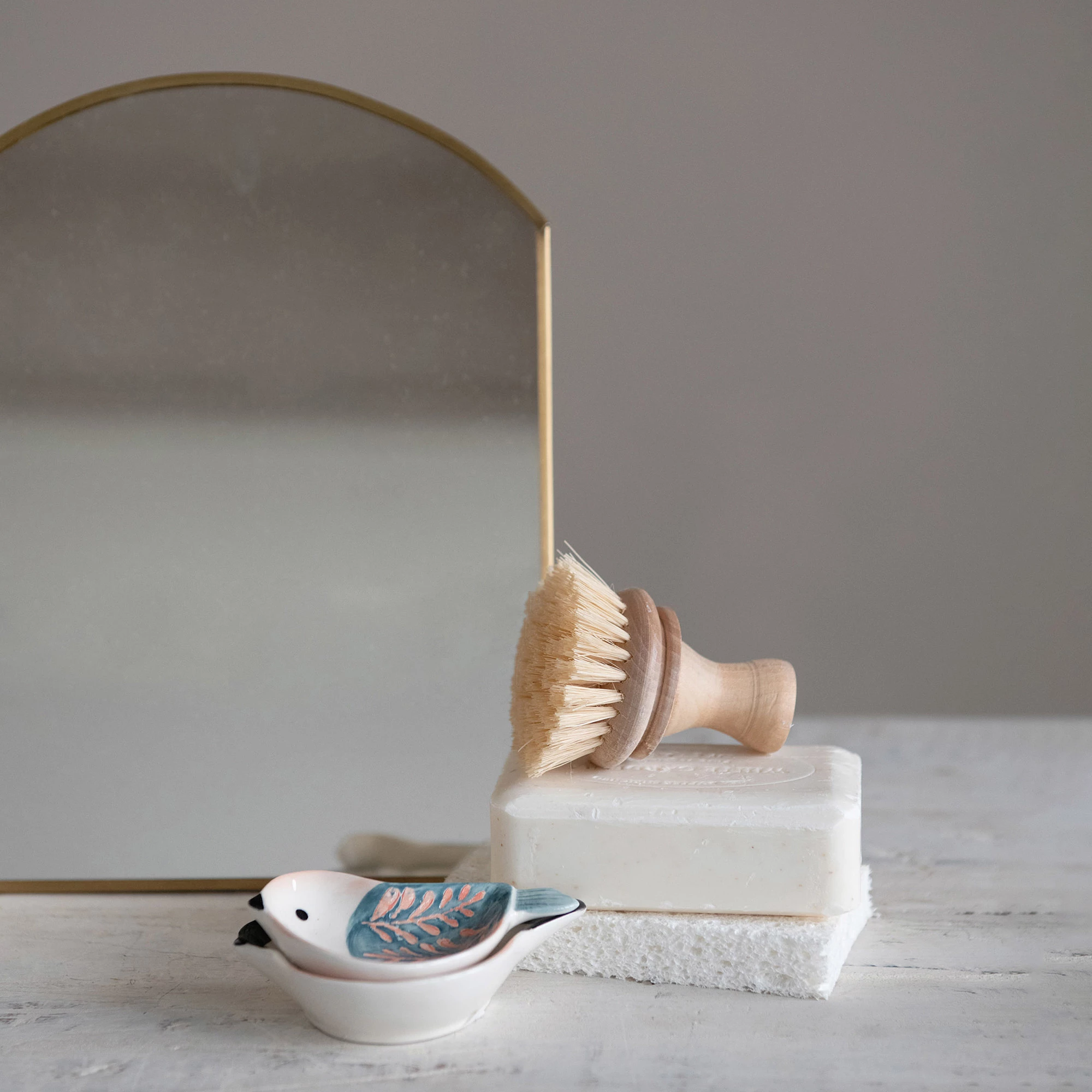 Metal Framed Standing Mirror - Brass image 2