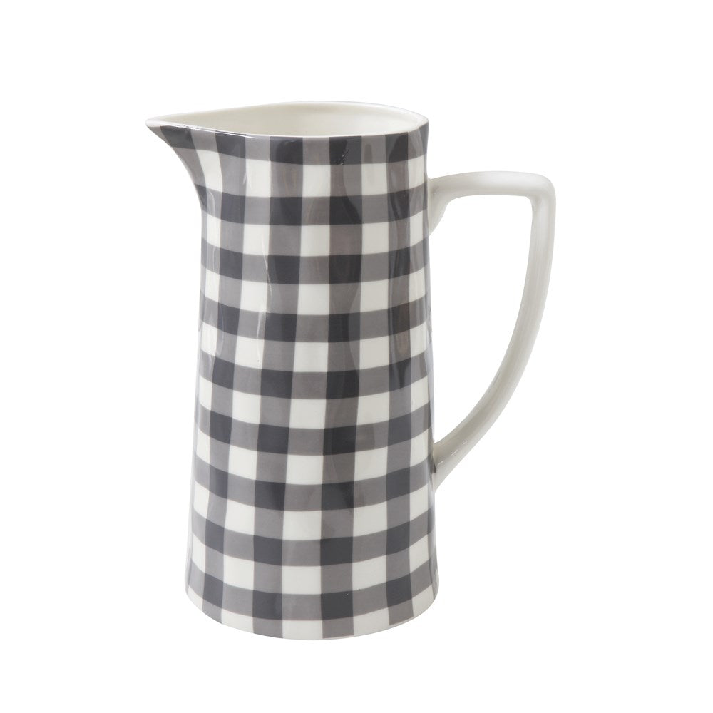 Stoneware Pitcher Black Gingham image 0