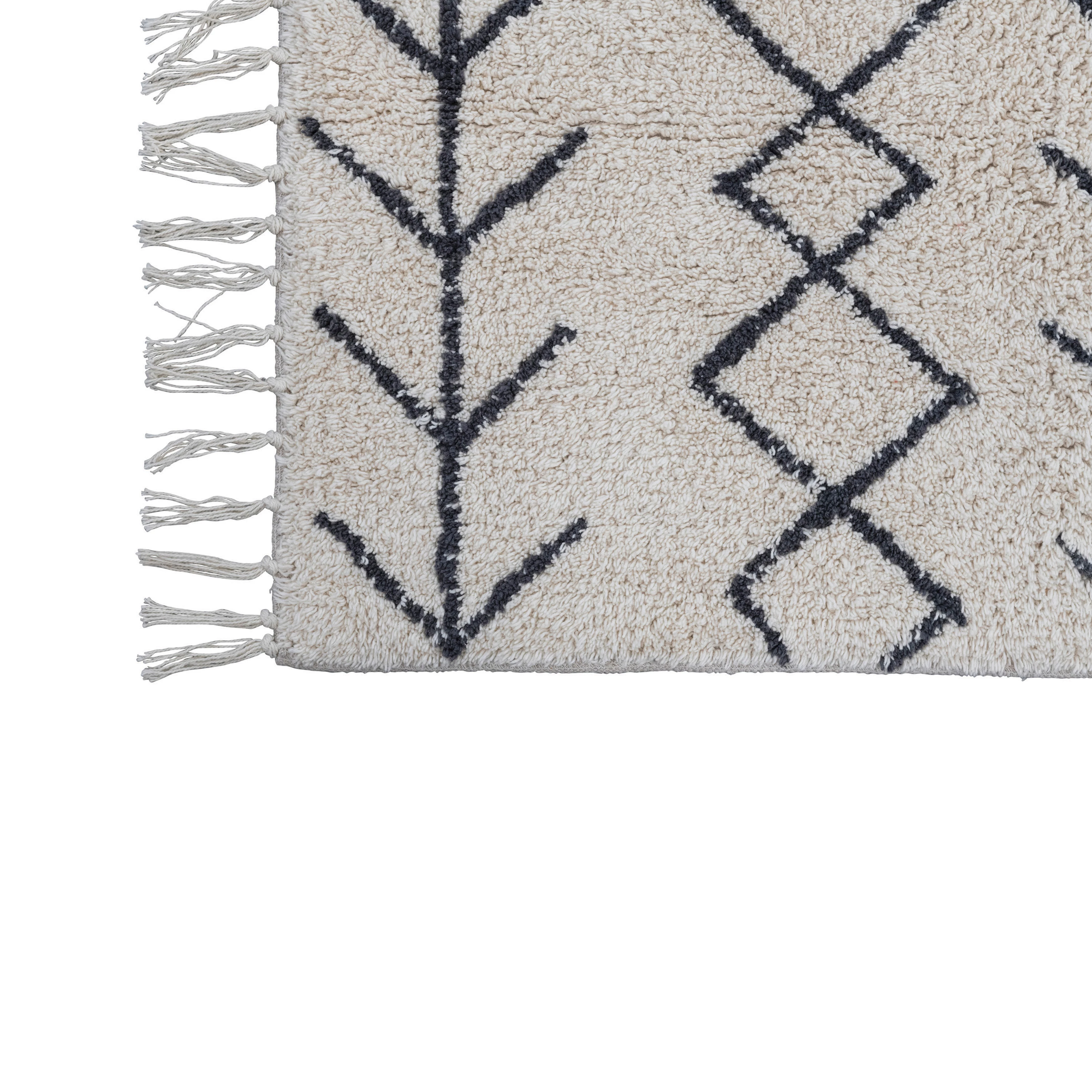 Cotton Tufted Bath Mat with Abstract Design and Fringe image 2