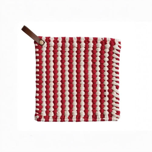 Cotton Crocheted Pot Holder with Leather Loop image 2