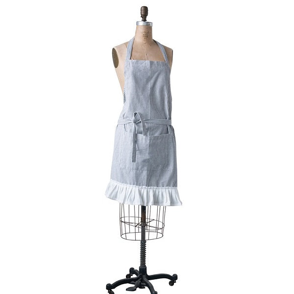 Woven Cotton Apron w/ Pocket & Ruffle image 1