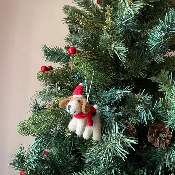 Felt Ornament - Jack Russell w/ Christmas Hat image 1