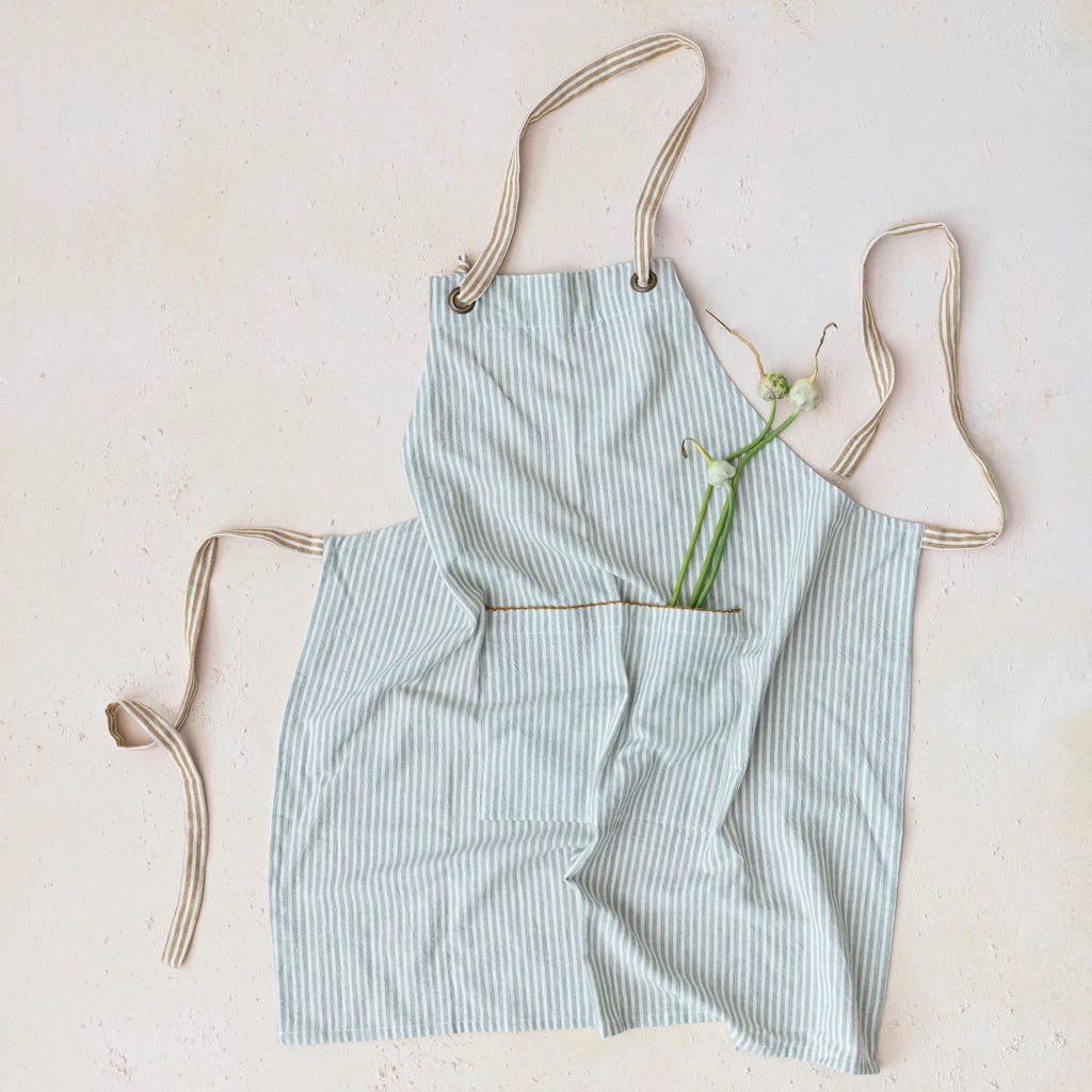 Woven Cotton Apron w/ Stripes & Pocket image 1