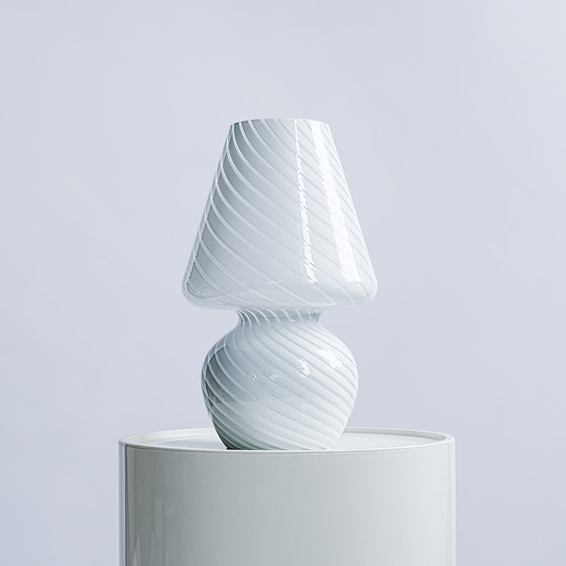 Glass Mushroom Lamp - Tall / White Stripe image 0