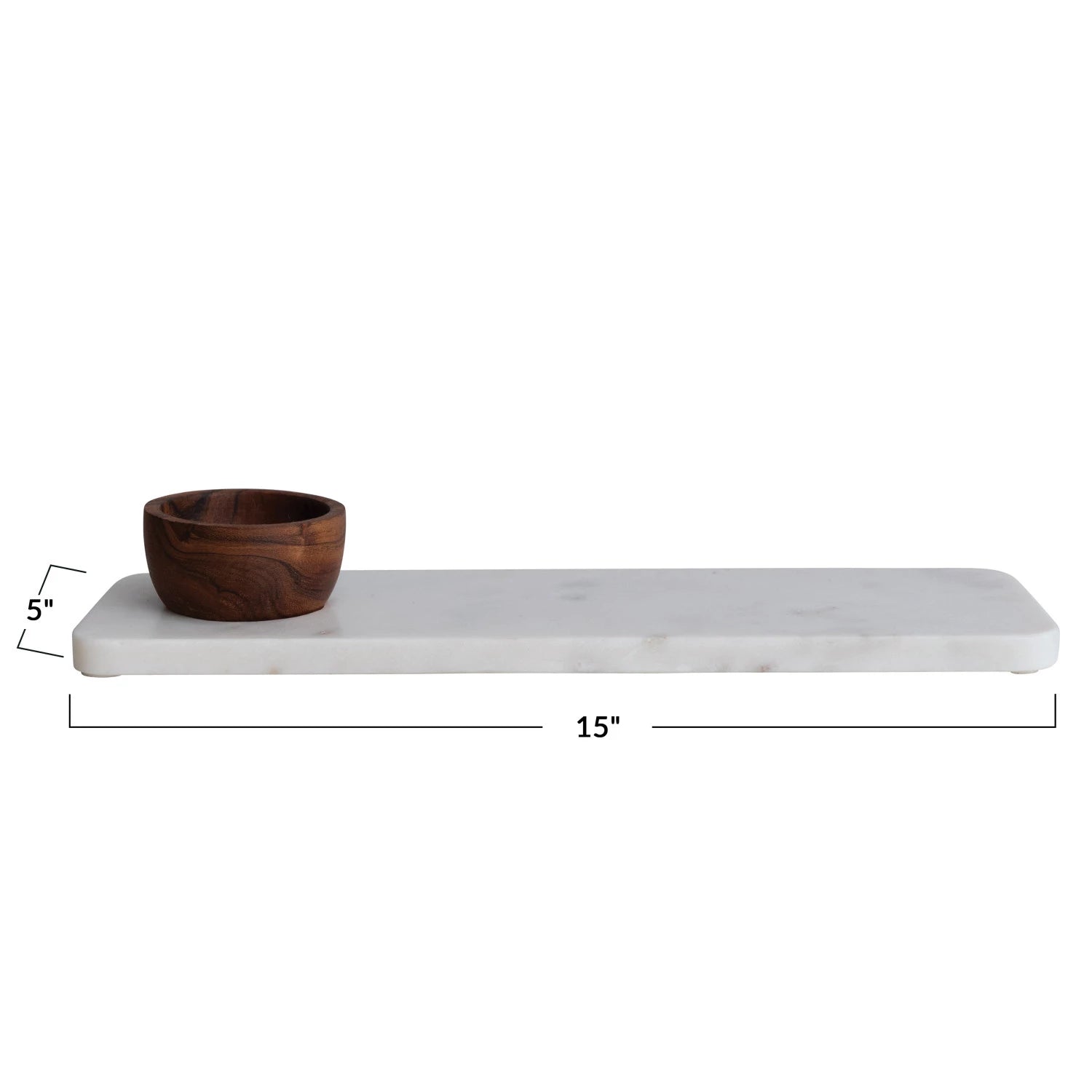 Marble Serving Board w/ Acacia Bowl image 4