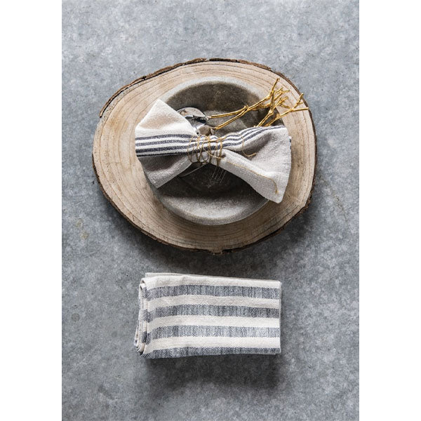 18" Square Woven Cotton Striped Napkins Set of 4 image 1