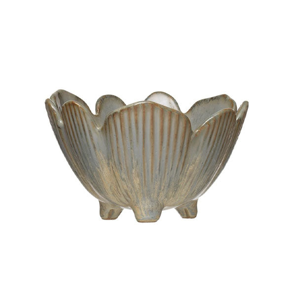 Porcelain Flower Bowl Reactive Glaze Blue image 0