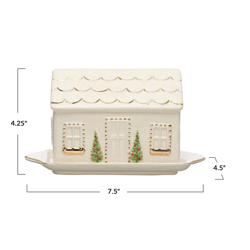 House Butter Dish w/ Gold Electroplating image 3