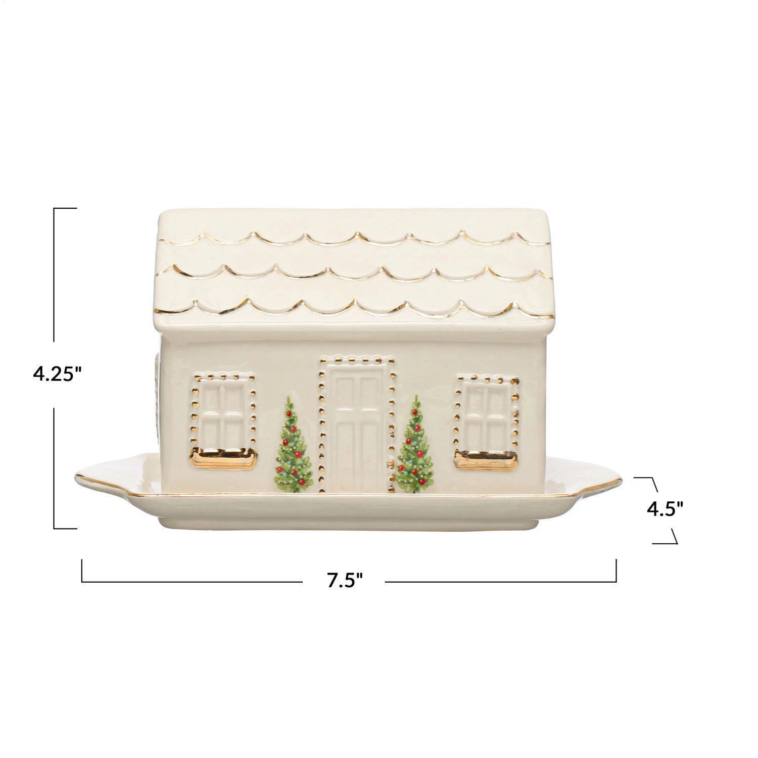 House Butter Dish w/ Gold Electroplating image 3