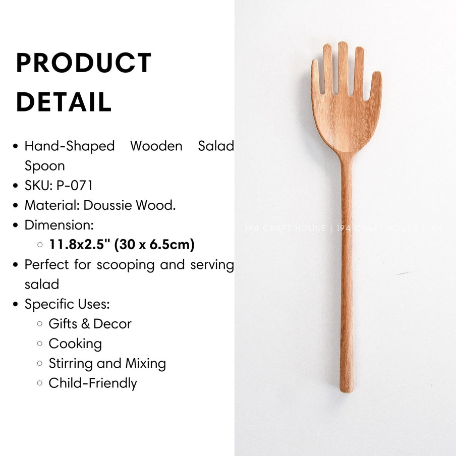 Hand Shaped Wooden Salad Spoon image 6