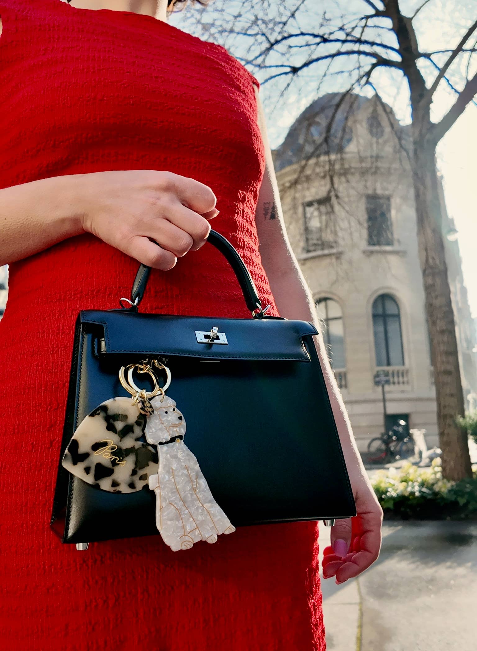 Paris Heart Acetate Bag Charm