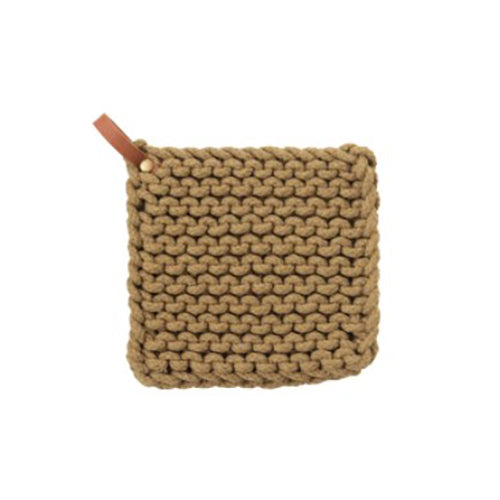 Crocheted Pot Holder Leather Loop image 1