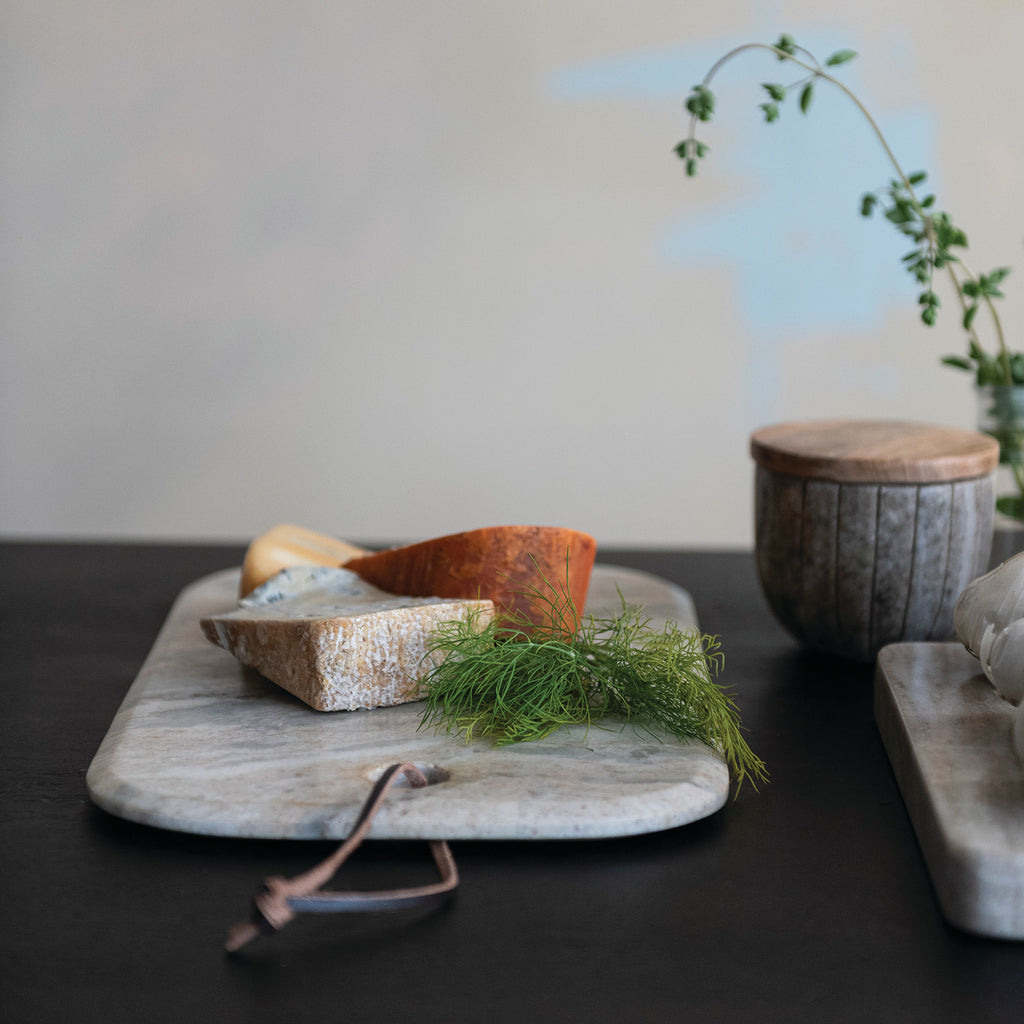 Marble Cheese/Serving Board with Leather Tie