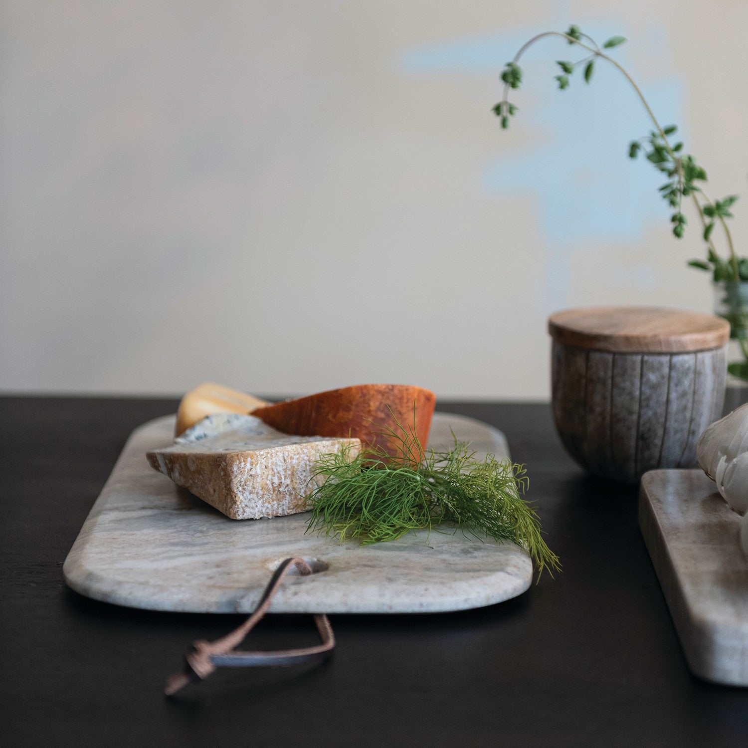 Marble Cheese/Serving Board with Leather Tie