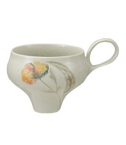 Hand-Painted Stoneware Mug with Flowers