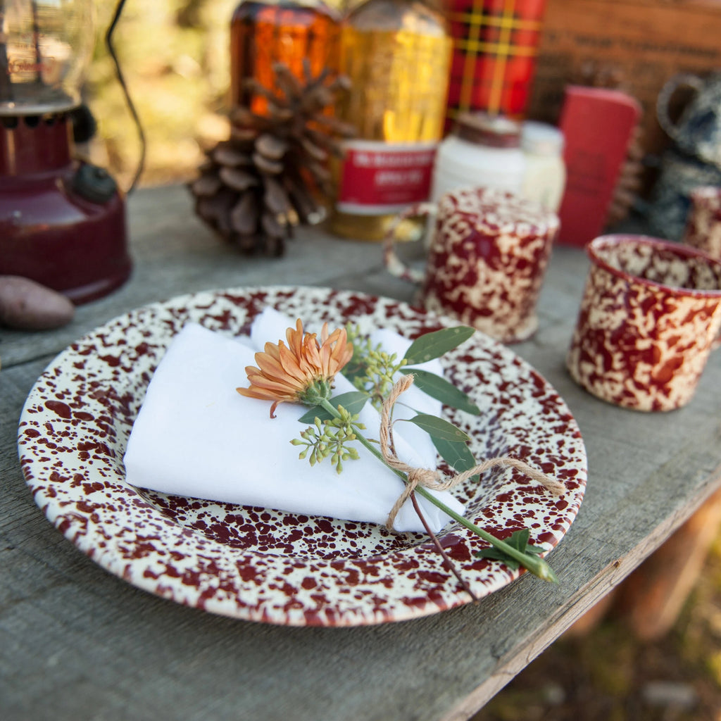 Splatter Salad Plate - Burgundy and Cream