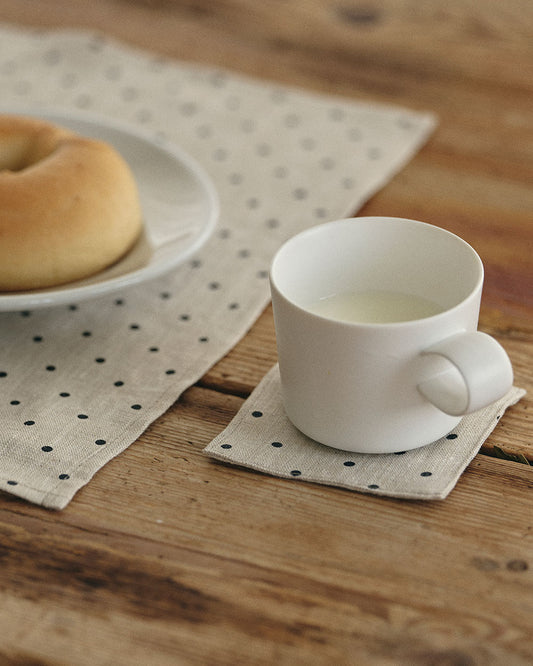 Linen Coaster Dot - Natural