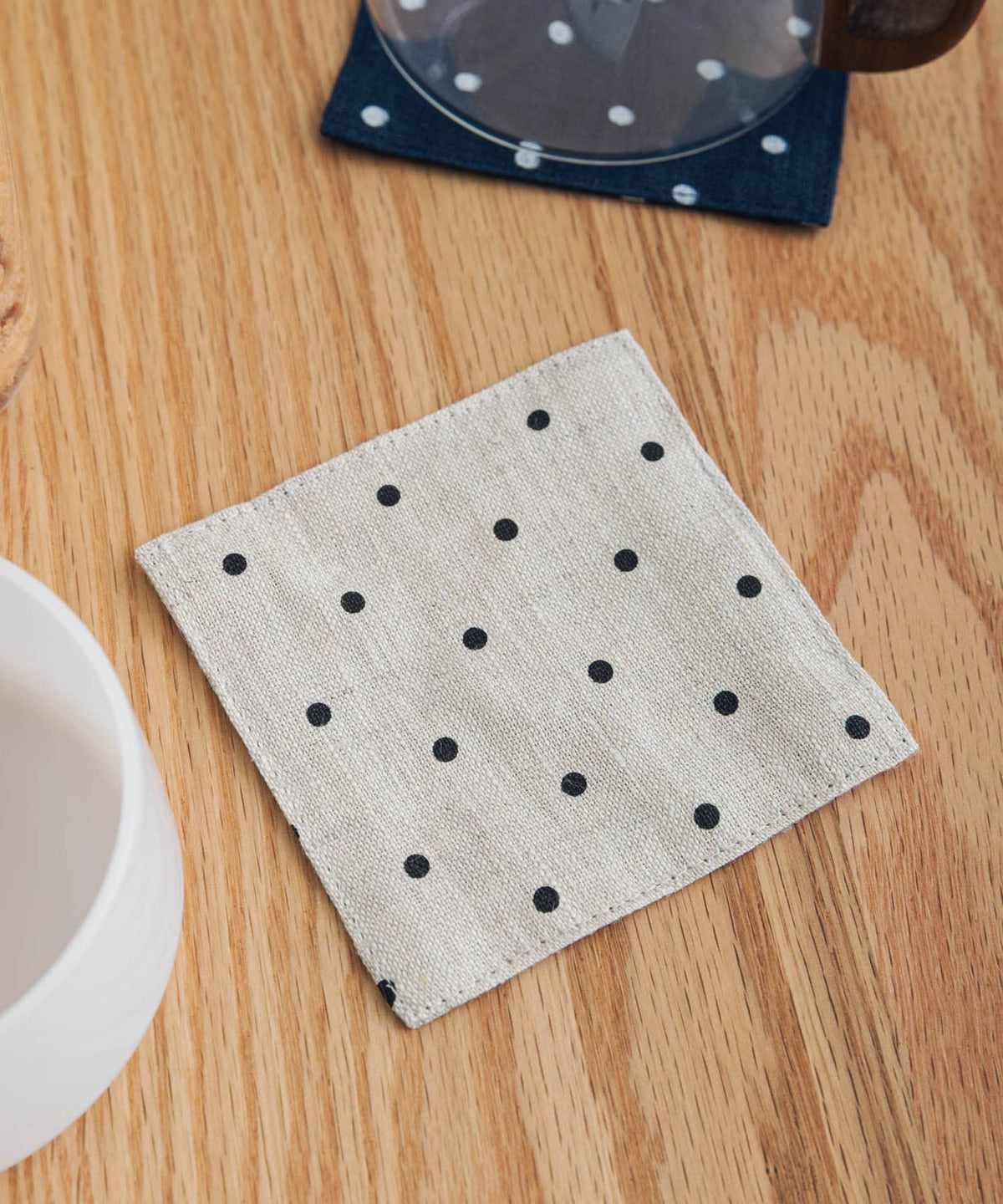 Linen Coaster Dot - Natural