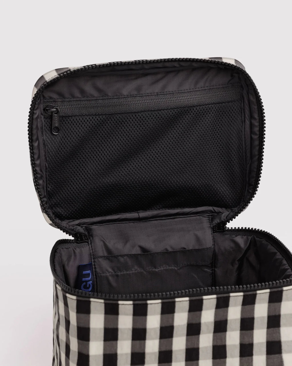 Cosmetic Case - Black and Cream Gingham