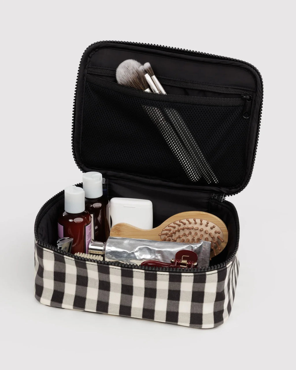 Cosmetic Case - Black and Cream Gingham