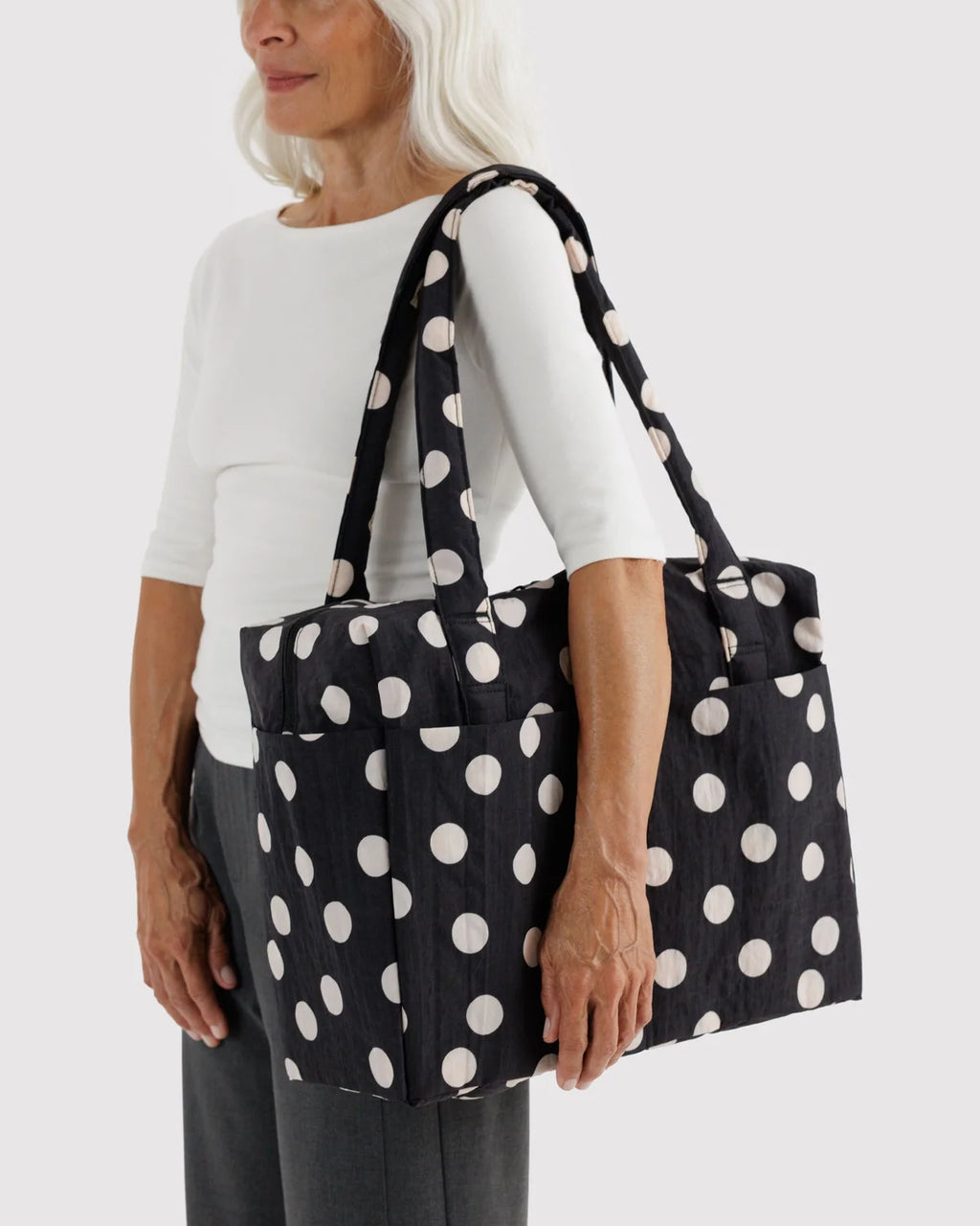 Small Cloud Carry-On - Black and Cream Polka Dot