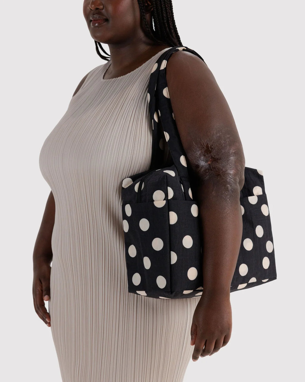 Everyday Cloud Bag - Black and Cream Polka Dot