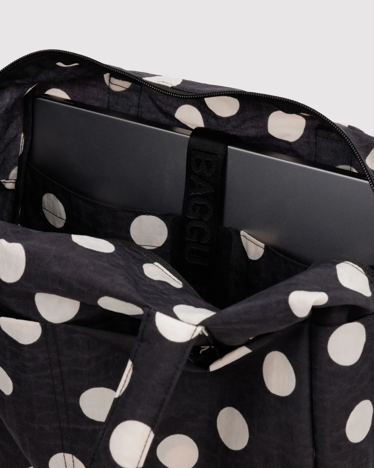 Everyday Cloud Bag - Black and Cream Polka Dot