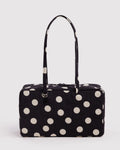 Medium Nylon Bowler Bag - Black and Cream Polka Dot