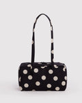Nylon Bowler Bag - Black and Cream Polka Dot