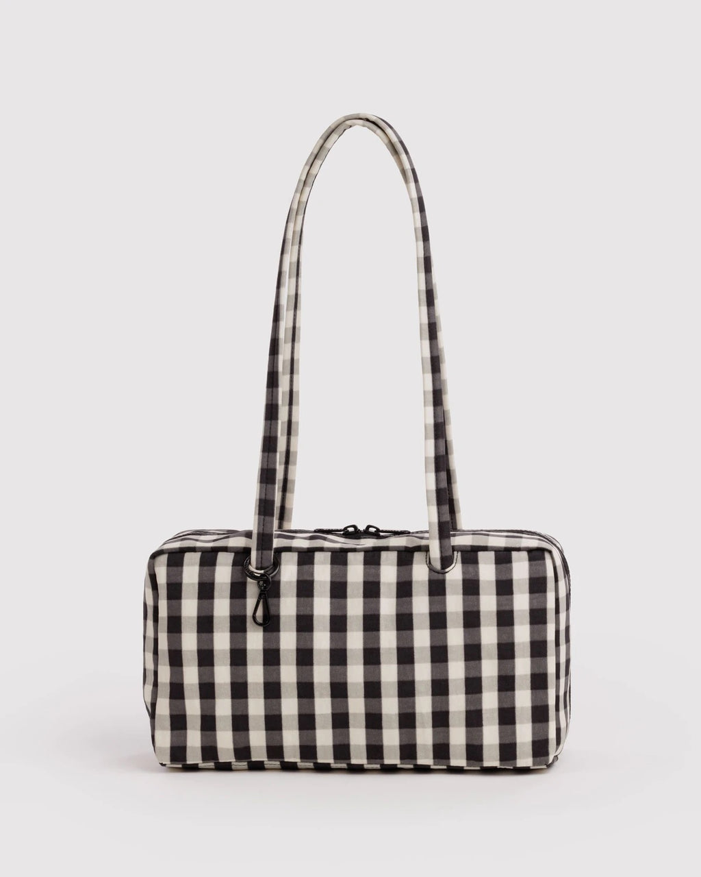 Nylon Bowler Bag - Black and Cream Gingham