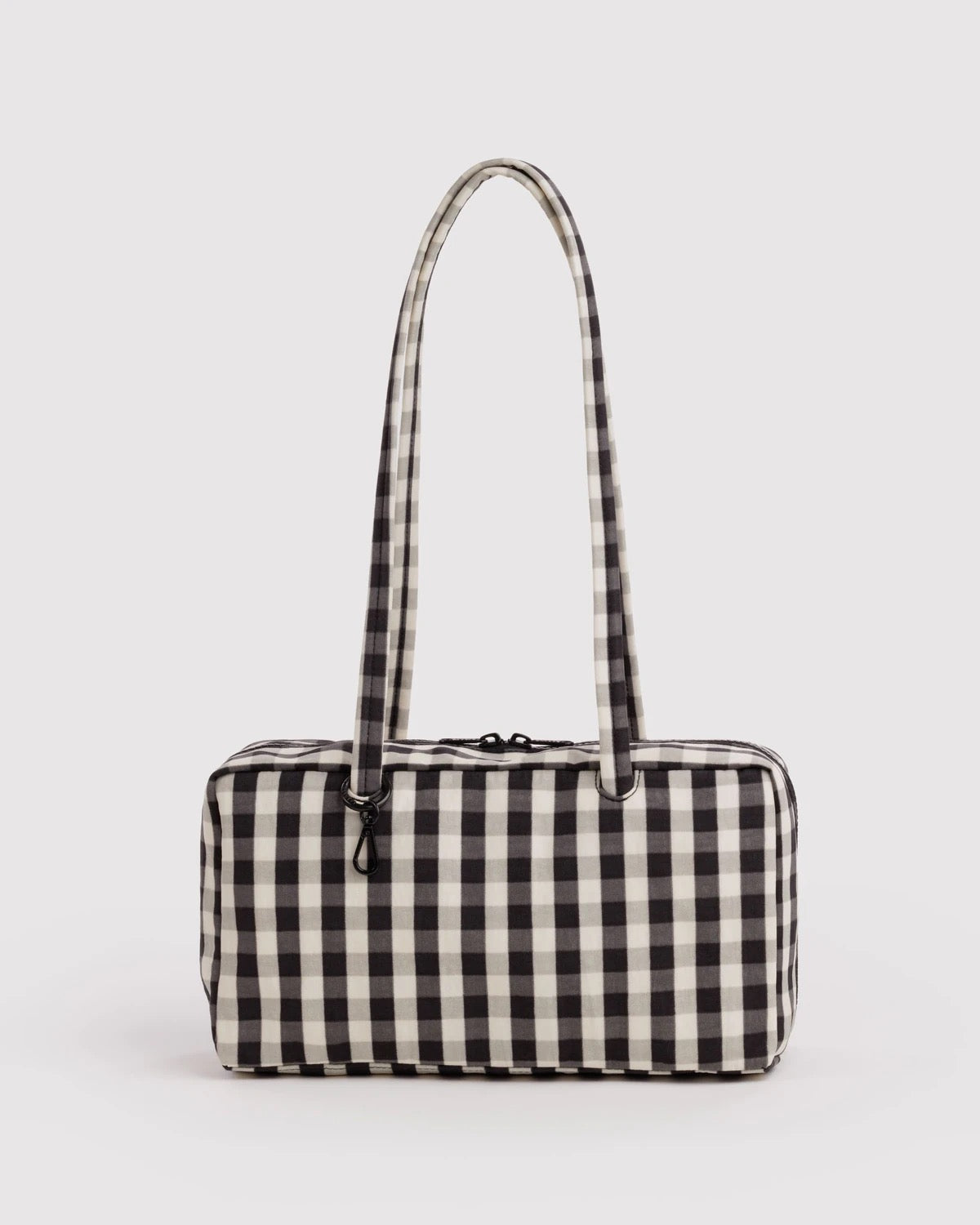 Nylon Bowler Bag - Black and Cream Gingham