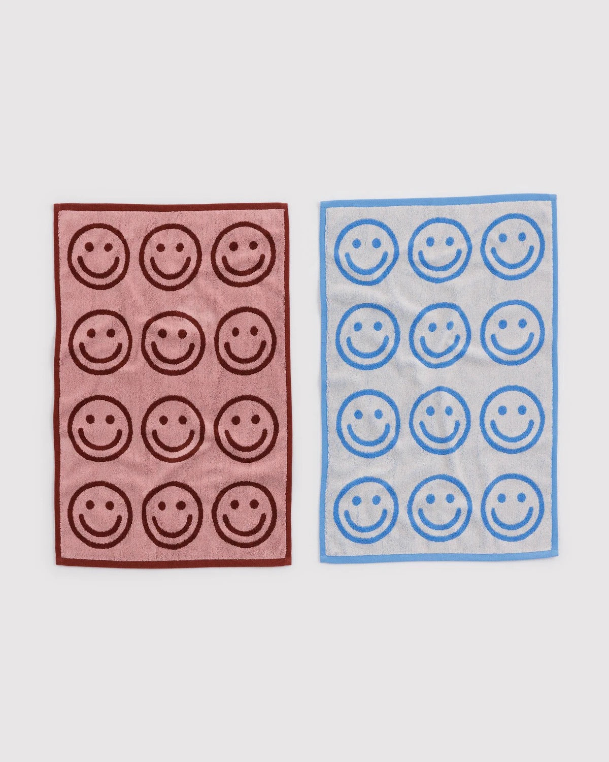 Hand Towel Set of 2 - Sky Blue and Blush Happy
