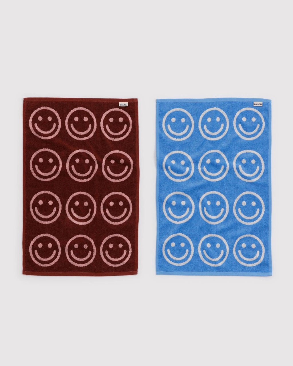 Hand Towel Set of 2 - Sky Blue and Blush Happy
