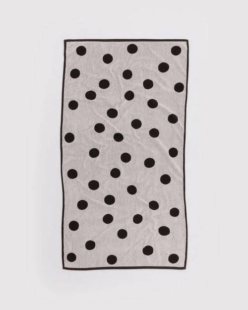 Bath Towel - Cream and Black Polka Dot