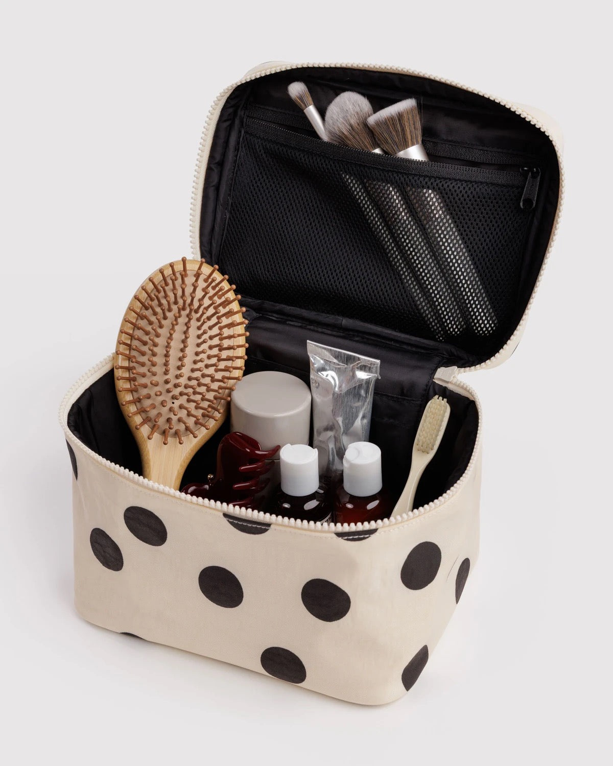 Cosmetic Case - Cream and Black Polka Dot