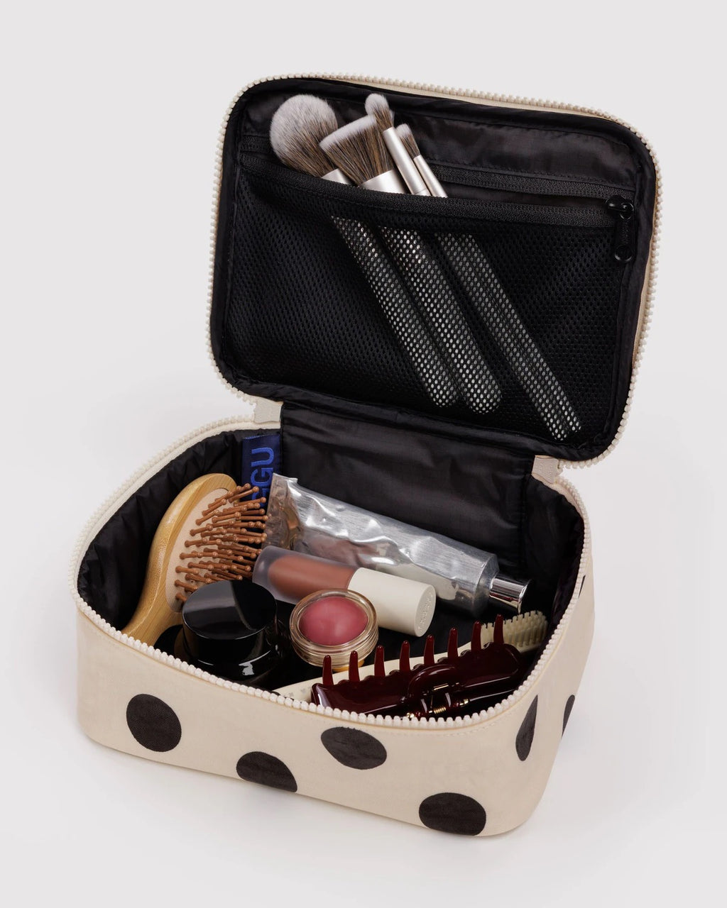 Cosmetic Case - Cream and Black Polka Dot